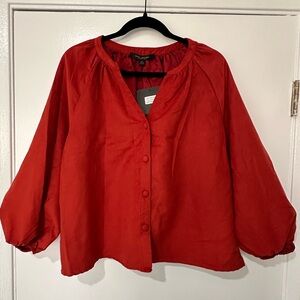 Marc New York Red Blouse with Button Detail